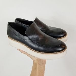 Vince Zeta black leather platform sneaker slide on shoe 7.5